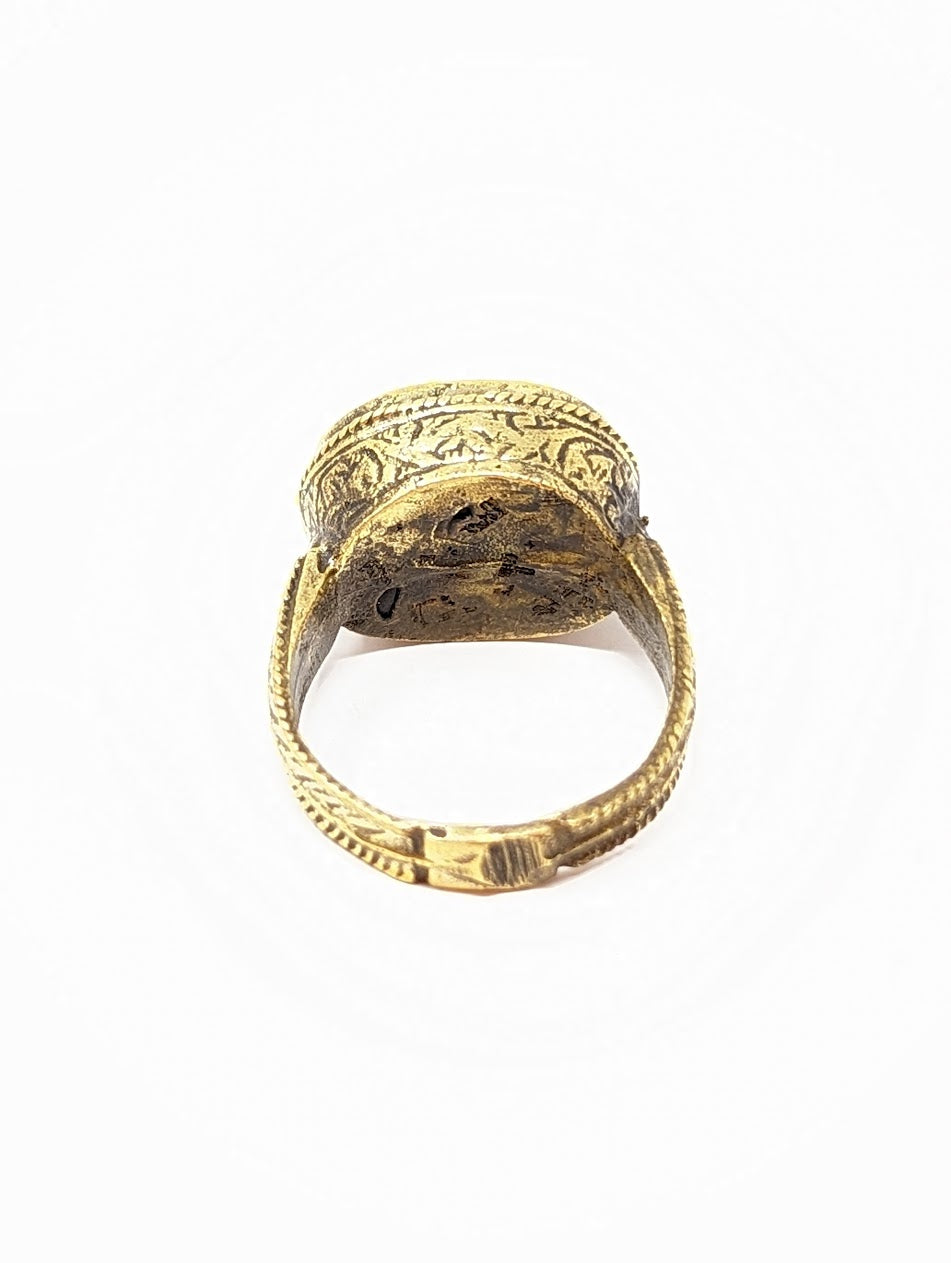 Antique Gold-Gilt Phoenician Ring | Mosaic Center-Stone (c. 300 A.D.)