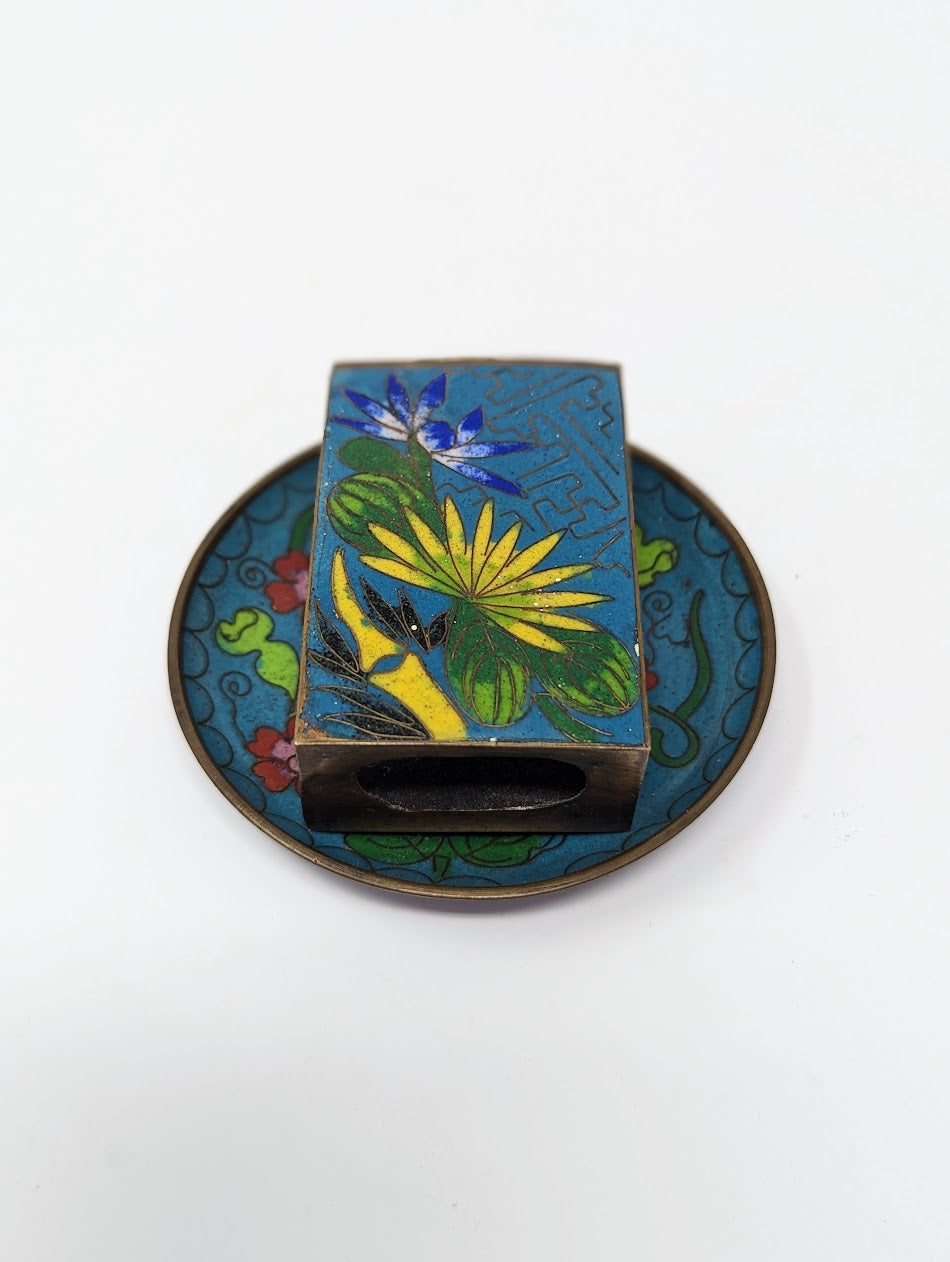 Antique Cloisonné Matchbox Holder & Ashtray | China (c. 1890-1910)