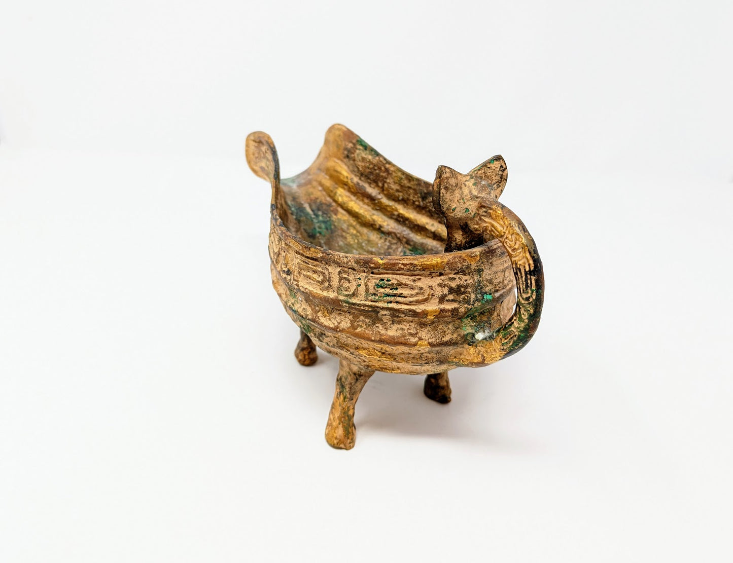 Antique Chinese Archaic Style Bronze Pouring Vessel | Zhou Dynasty Replica