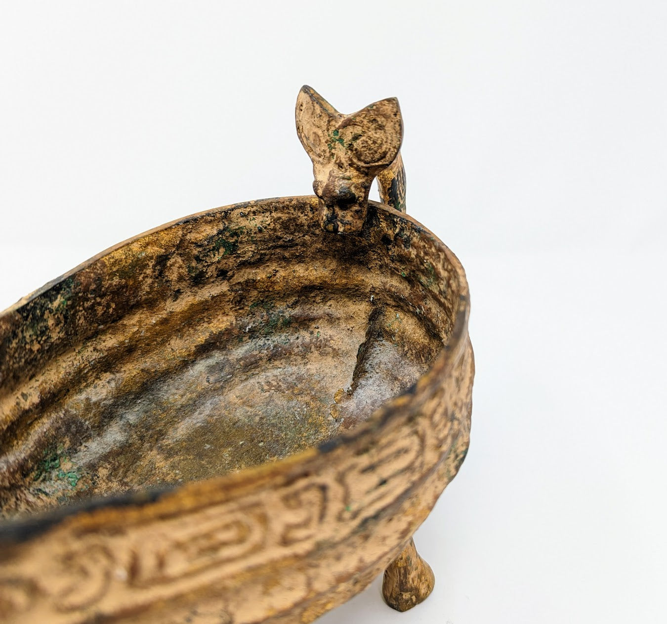 Antique Chinese Archaic Style Bronze Pouring Vessel | Zhou Dynasty Replica