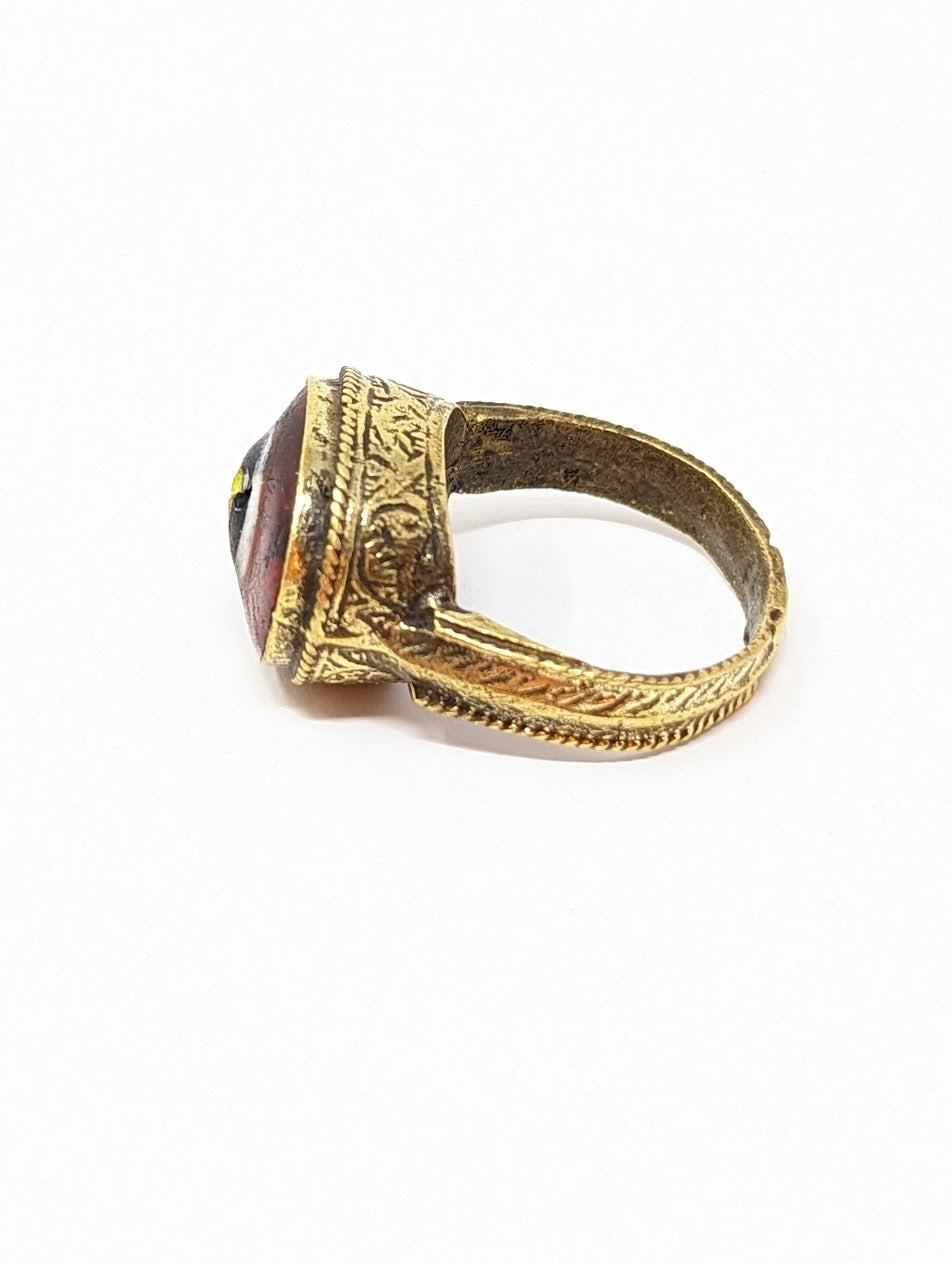 Antique Gold-Gilt Phoenician Ring | Mosaic Center-Stone (c. 300 B.C.)
