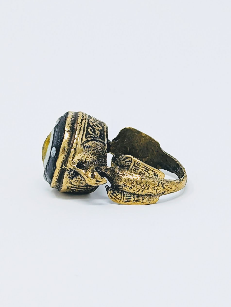 Antique Phoenician Gold-Gilt Mosaic Glass Ring (c. 300 B.C.)