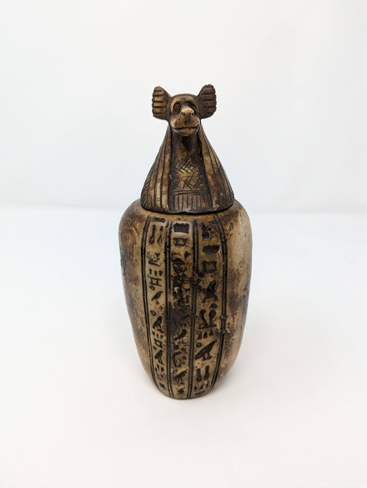 RARE Antique “Grand Tour” Alabaster Egyptian Canopic Jar (c. 1780-1920)