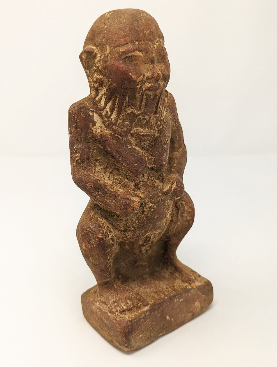 RARE Antique Egyptian Terracotta Statue: “BES” | Grand Tour Era (c. 1780-1920s)