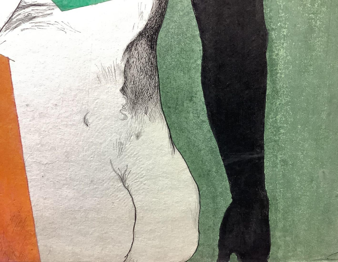 RARE Original Laszlo Matulay Painting "Geometric Nude" | Mixed Media on Paper Signed & Dated (1969)