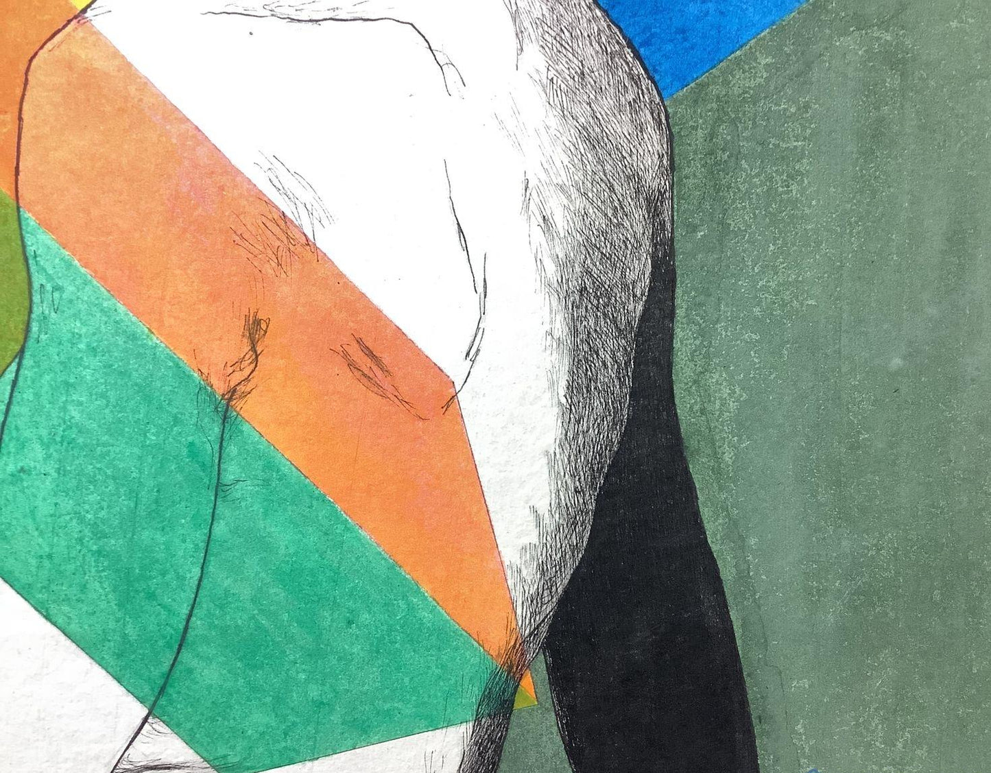 RARE Original Laszlo Matulay Painting "Geometric Nude" | Mixed Media on Paper Signed & Dated (1969)