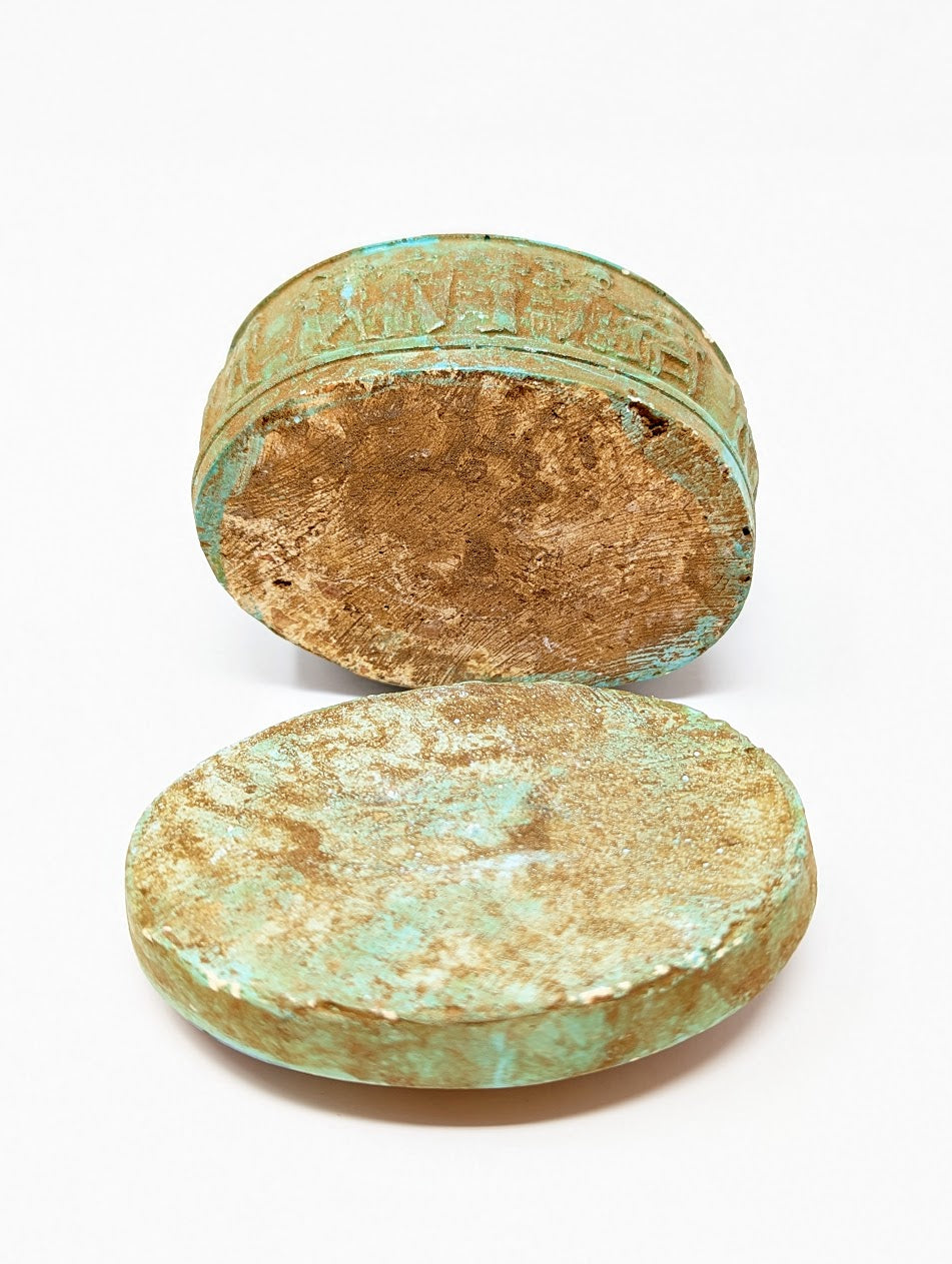 Antique Egyptian Faience Funerary Box with Hieroglyphics | Grand Tour Era (c. 1780-1920s)
