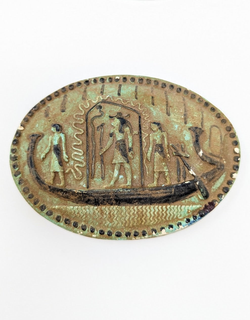 Antique Egyptian Faience Funerary Box with Hieroglyphics | Grand Tour Era (c. 1780-1920s)