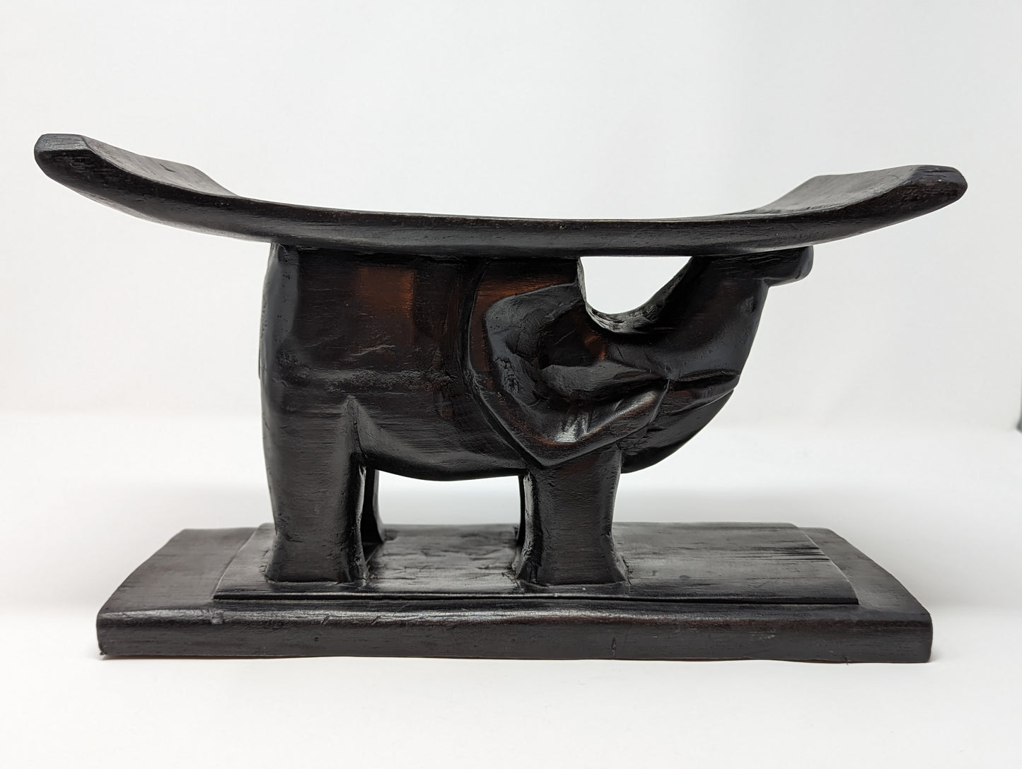Vintage African Ghana Hand-Carved Wood Elephant Ashanti Stool