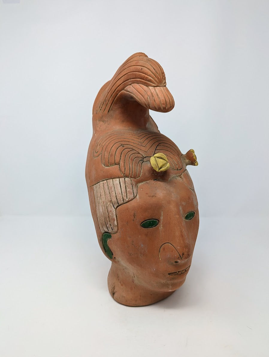 Vintage Mayan Terracotta "Head of King Pacal of Palenque" Sculpture