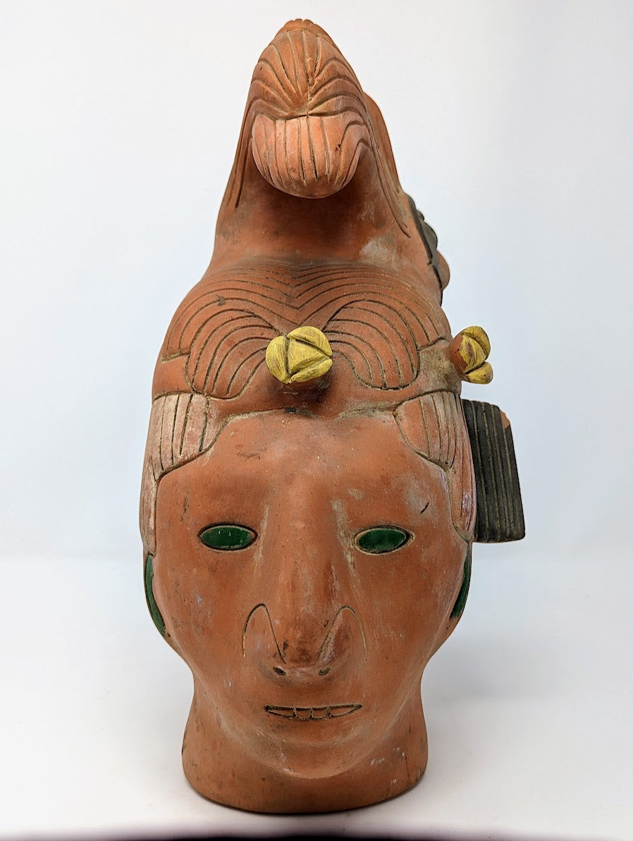 Vintage Mayan Terracotta "Head of King Pacal of Palenque" Sculpture