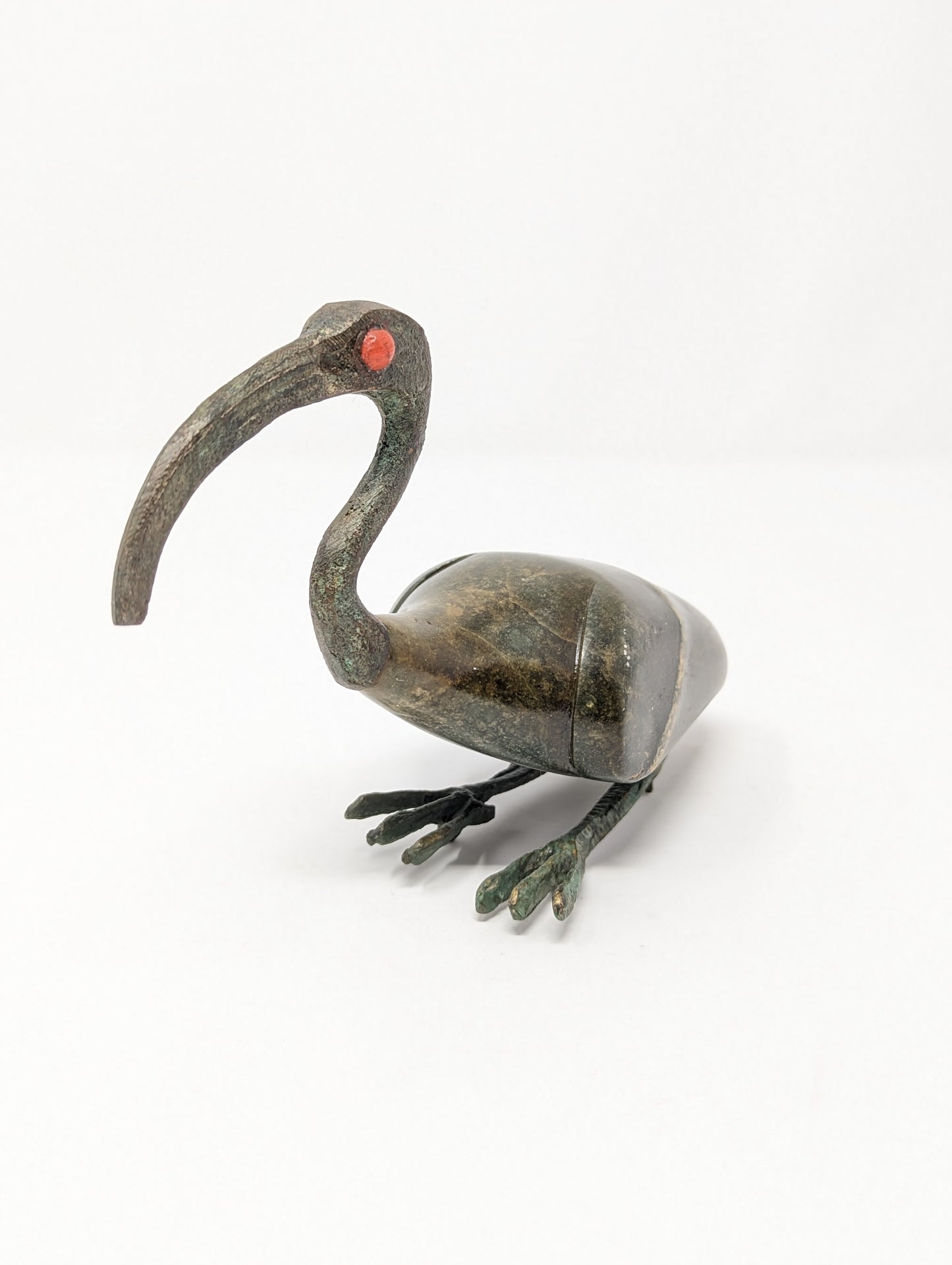 Antique Egyptian Bronze & Stone "Thoth" Ibis Statue | Grand Tour Era