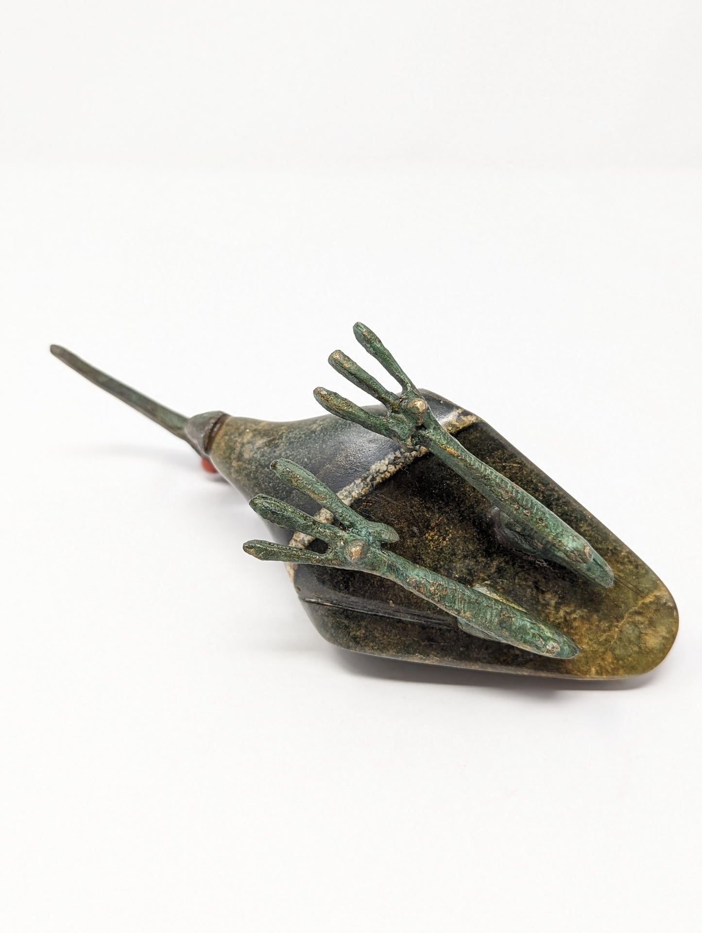Antique Egyptian Bronze & Stone "Thoth" Ibis Statue | Grand Tour Era