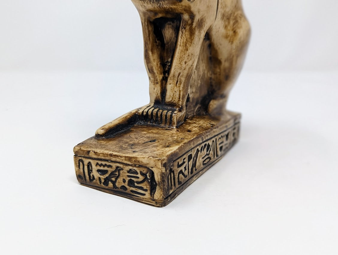 Vintage Hand-Carved Egyptian Alabaster Bastet Cat Statue