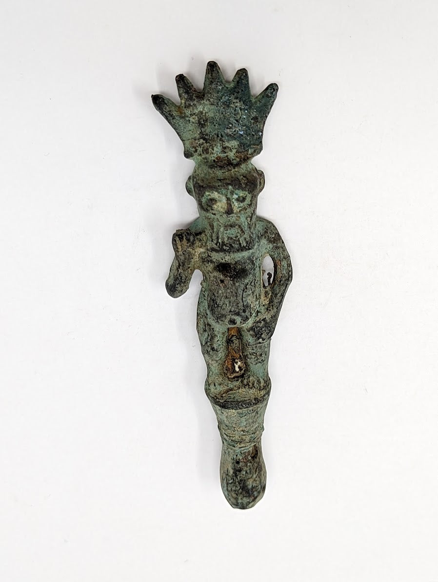 Grand Tour Egyptian Bronze Finial | "BES" (c. Early 20th Century)