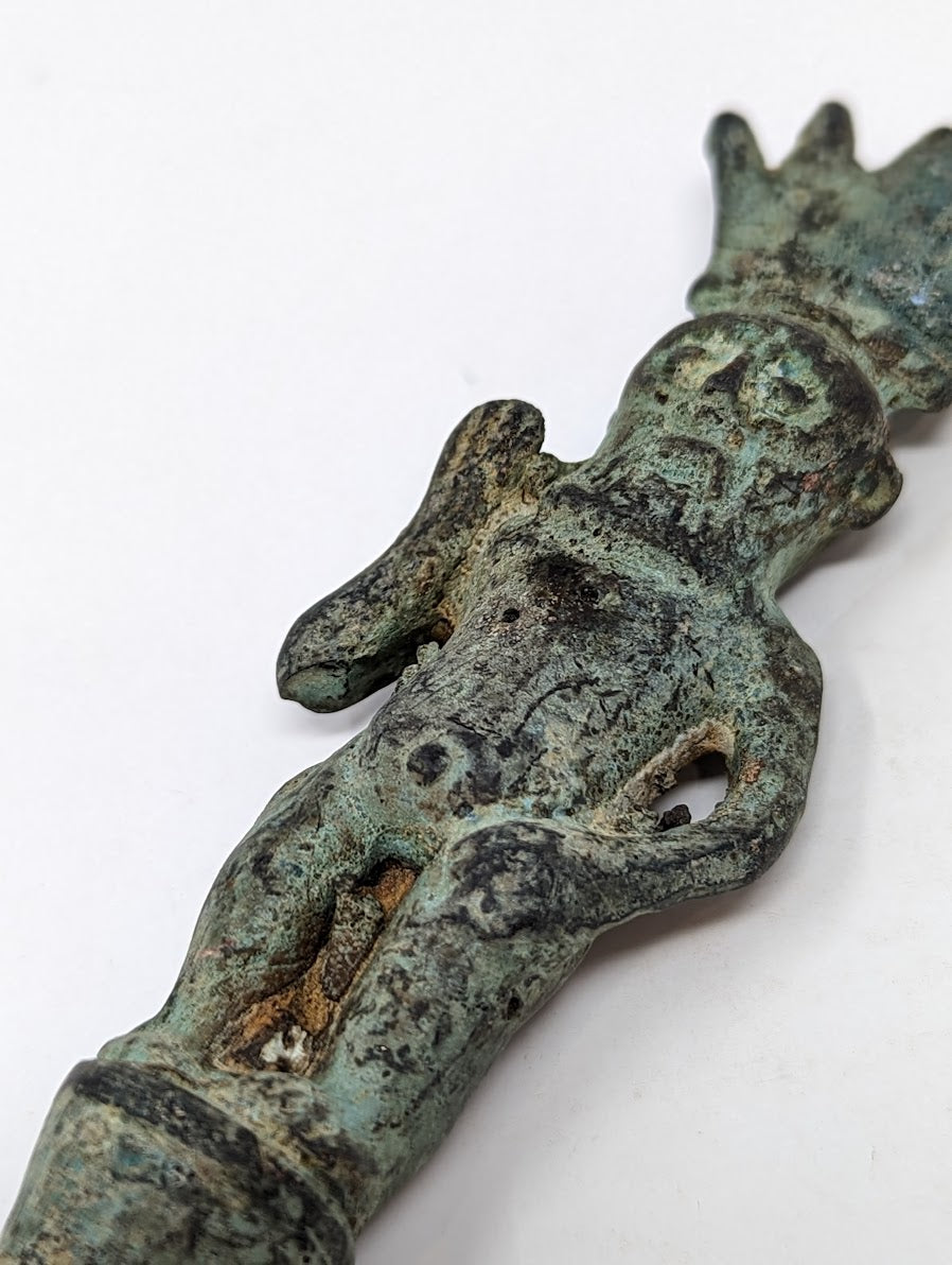 Grand Tour Egyptian Bronze Finial | "BES" (c. Early 20th Century)
