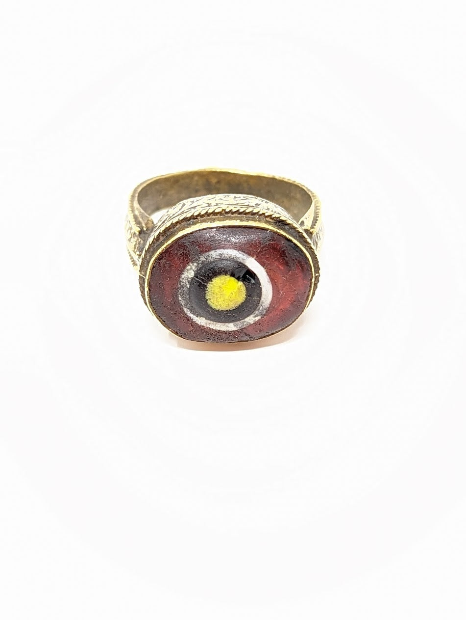 Antique Gold-Gilt Phoenician Ring | Mosaic Center-Stone (c. 300 A.D.)