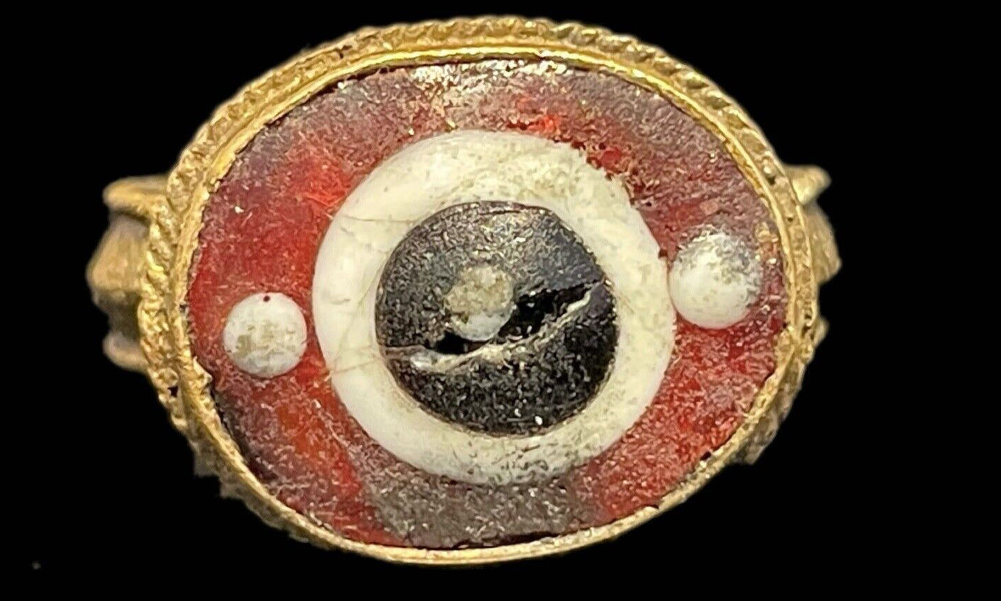 Antique Gold-Gilt Phoenician Ring | Mosaic Glass Center-Stone (c. 300 B.C.)