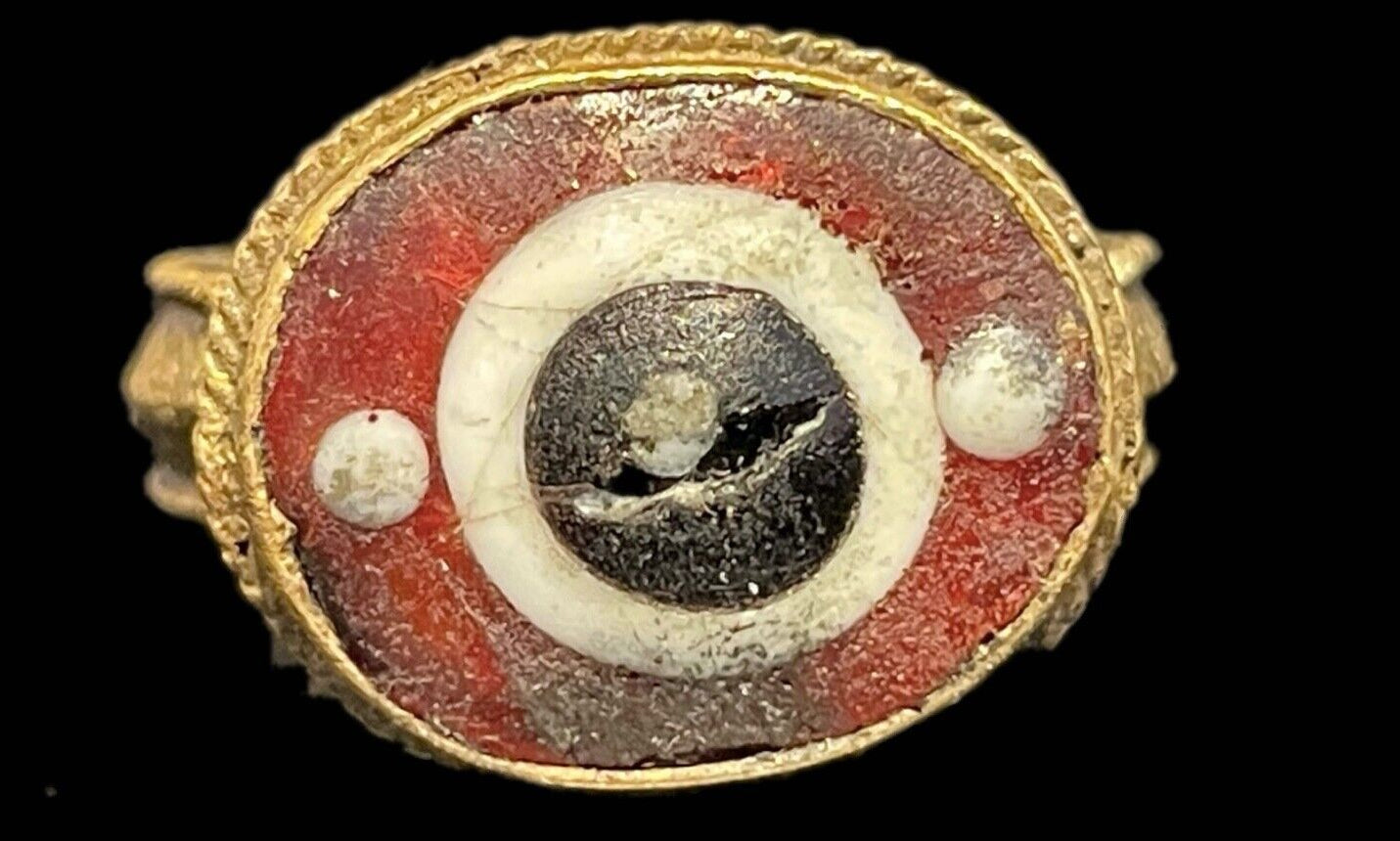 Antique Gold-Gilt Phoenician Ring | Mosaic Glass Center-Stone (c. 300 A.D.)
