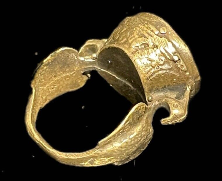 Antique Gold-Gilt Phoenician Ring with Mosaic Center-Stone (c. 300 B.C.)