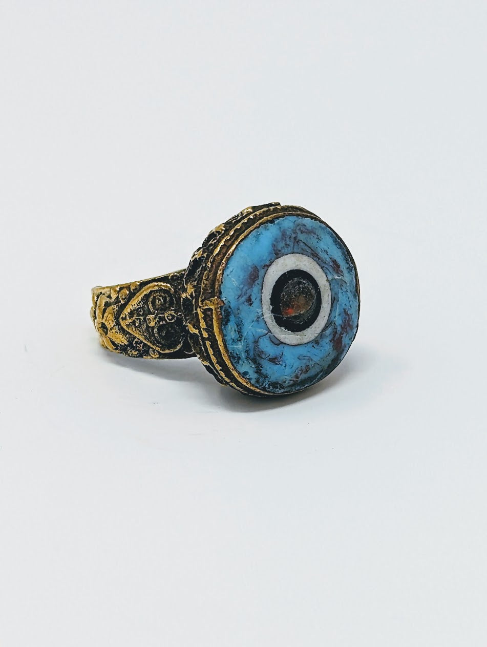 Antique Phoenician Ring | Blue Glass Center-Stone (c. 300 A.D.)