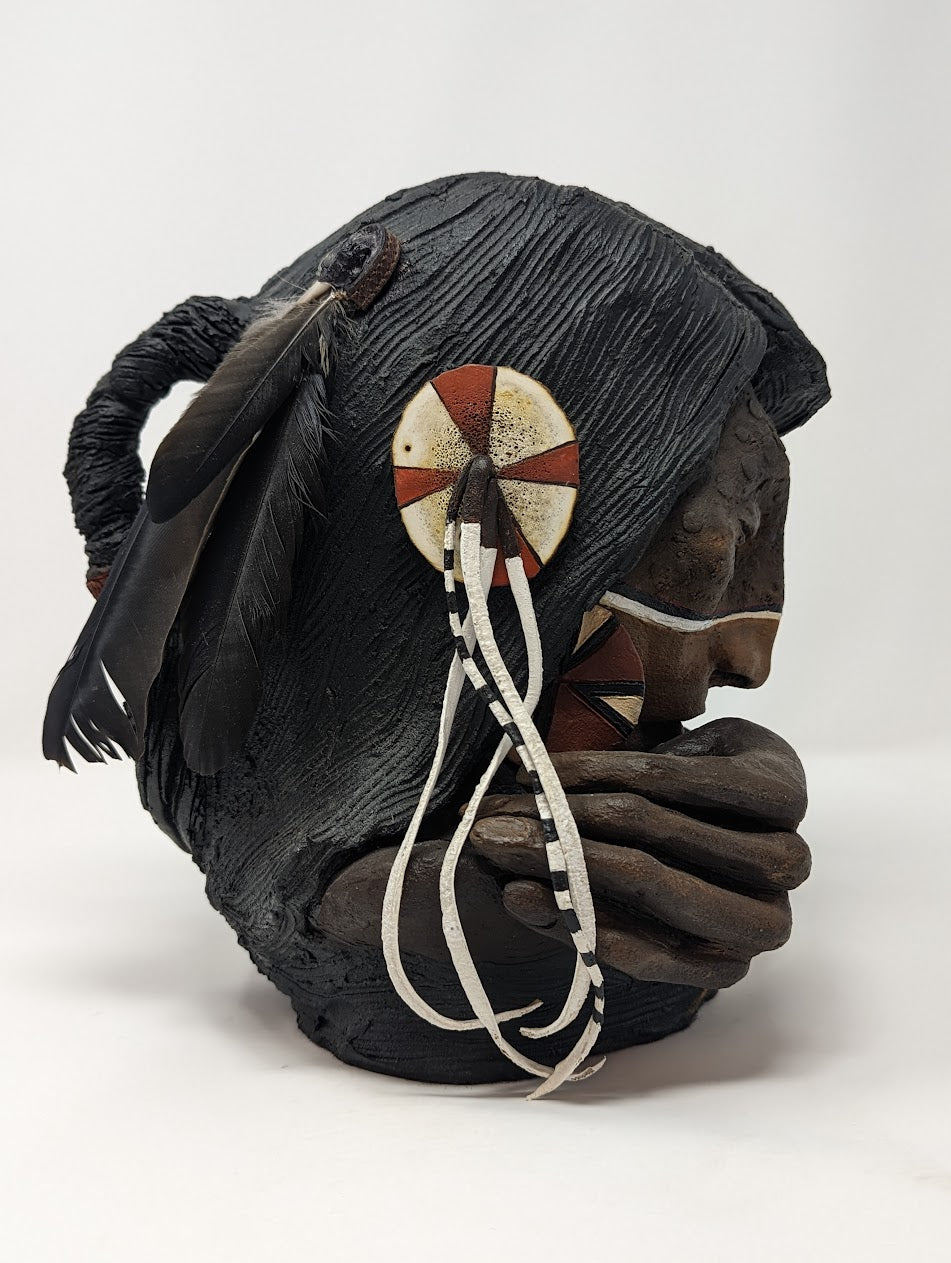 Vintage Native American Sculpture | Signed Jnil Jackson (1990)