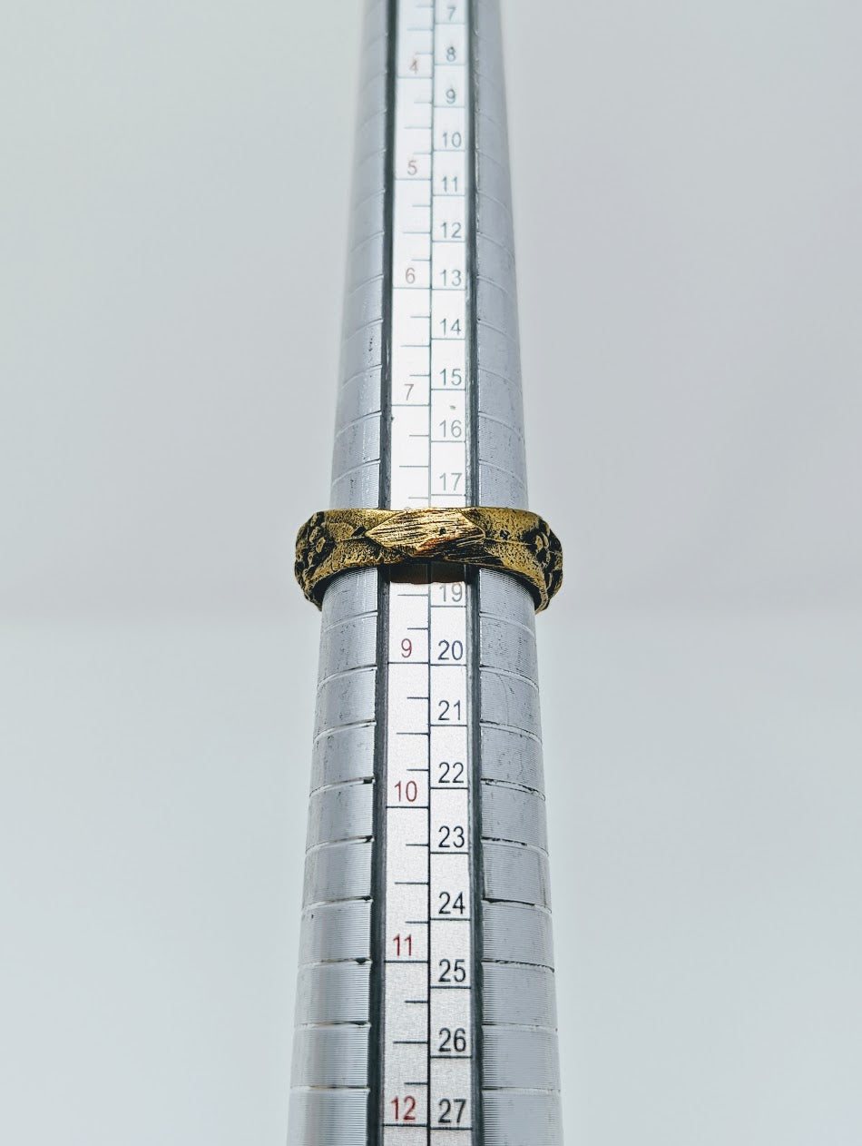 Antique Gold-Gilt Phoenician Ring | Red Mosaic Center-Stone (c. 300 A.D.)