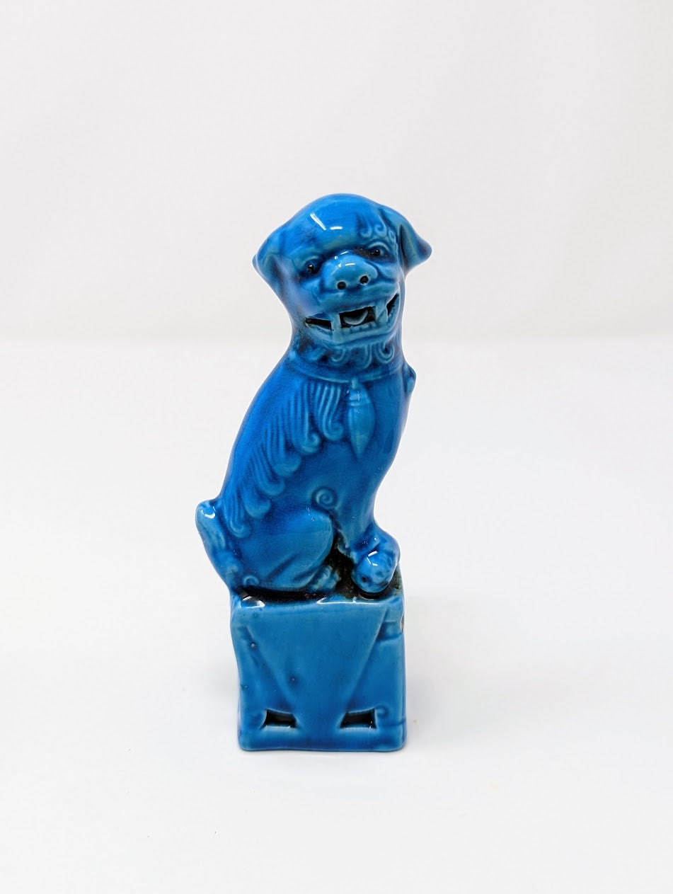 Vintage Chinese Turquoise Blue Foo Dog Sculptures