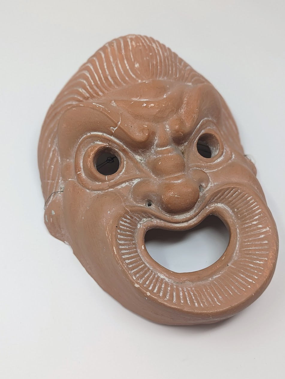 Ancient Greek Hellenistic Comedy Mask | Vintage Chalkware Replica