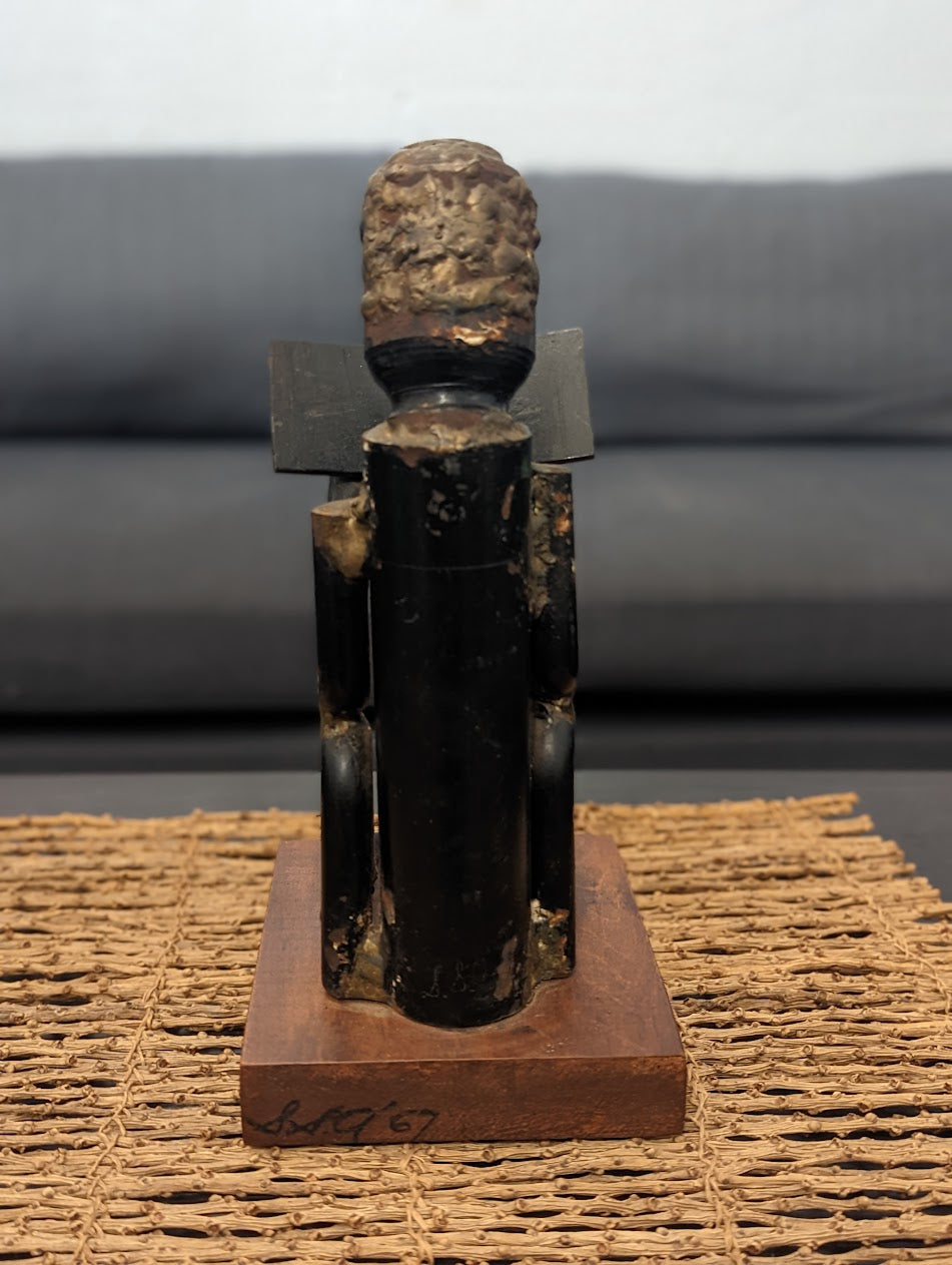 1970s Welded Angry Man Reading Sculpture | Brutalist Abstract Art