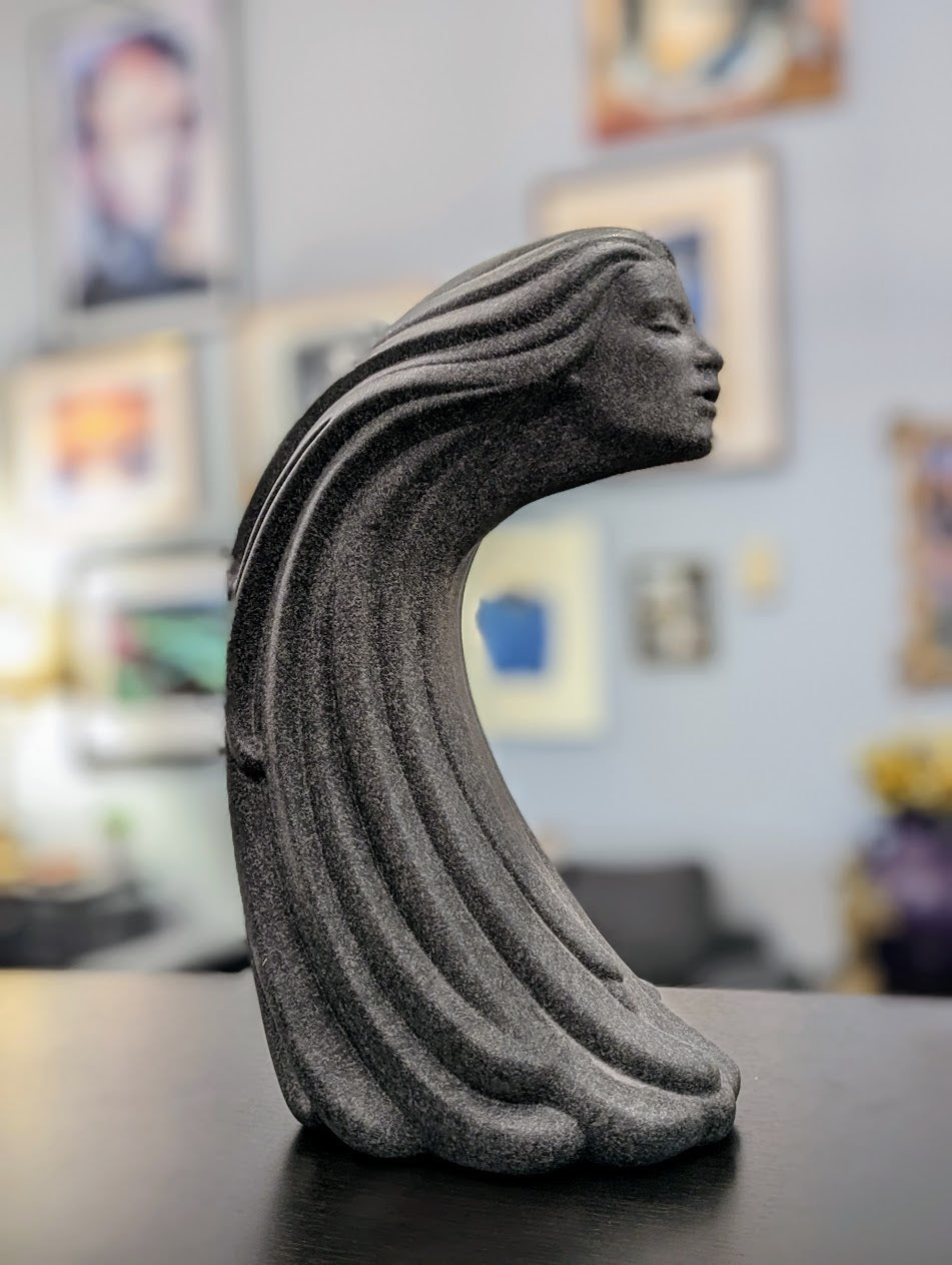 Vintage Windswept Woman Sculpture by Sittre Ceramics