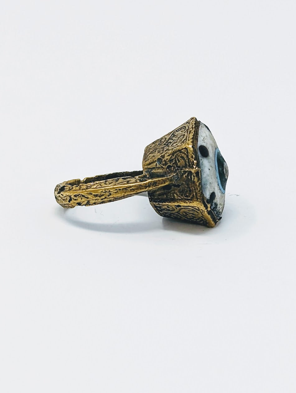 Antique Gold-Gilt Phoenician Ring | White Center-Stone (c. 300 B.C.)