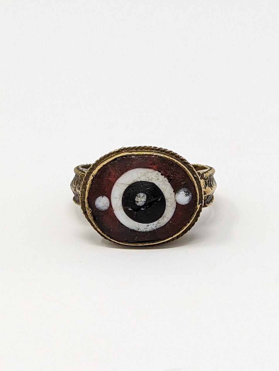 Antique Gold-Gilt Phoenician Ring | Mosaic Glass Center-Stone (c. 300 A.D.)