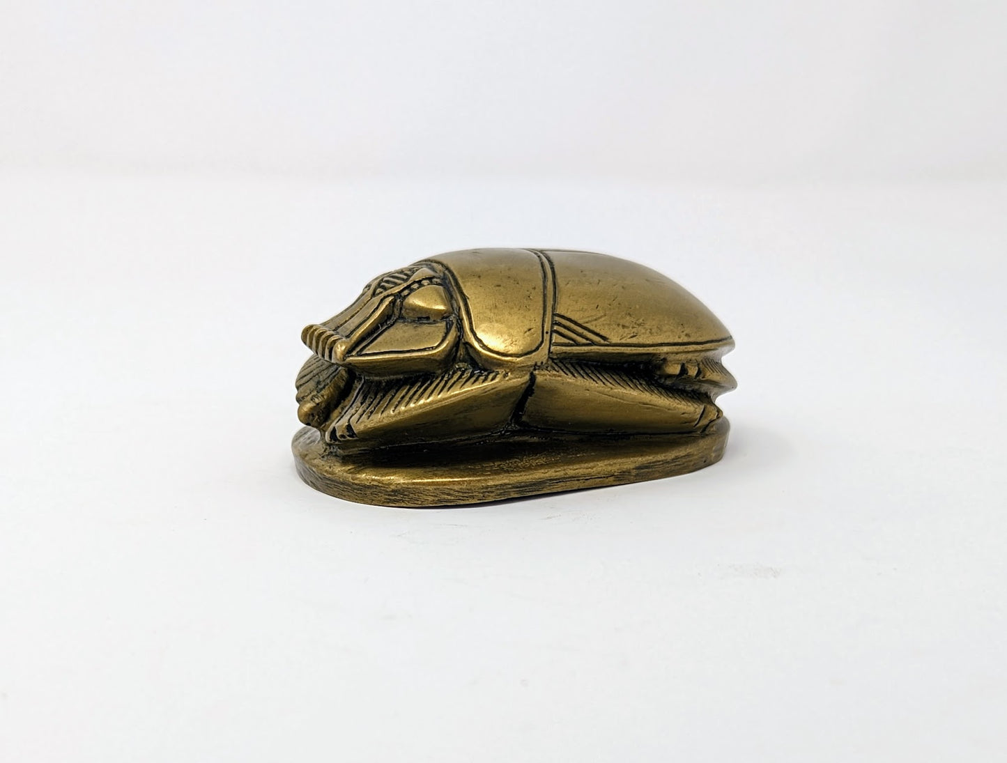 RARE Antique Grand Tour/Egyptian Revival Brass Scarab with Hieroglyphics
