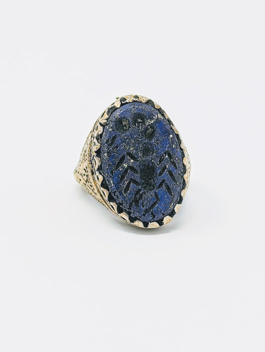 Antique Lapis Lazuli Near Eastern Intaglio Scorpion Ring