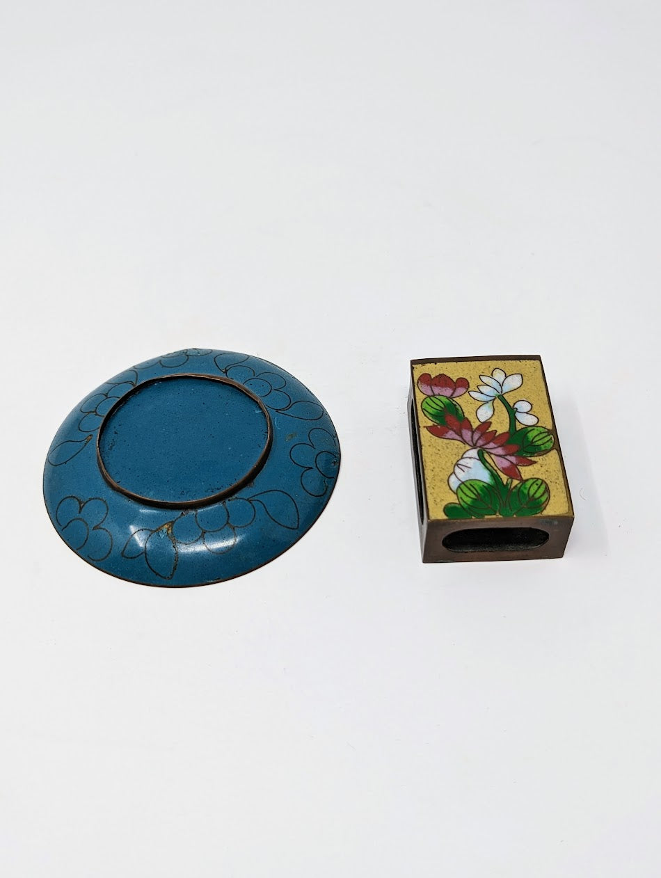 Antique Cloisonné Matchbox Holder & Ashtray | China (c. 1890-1910)