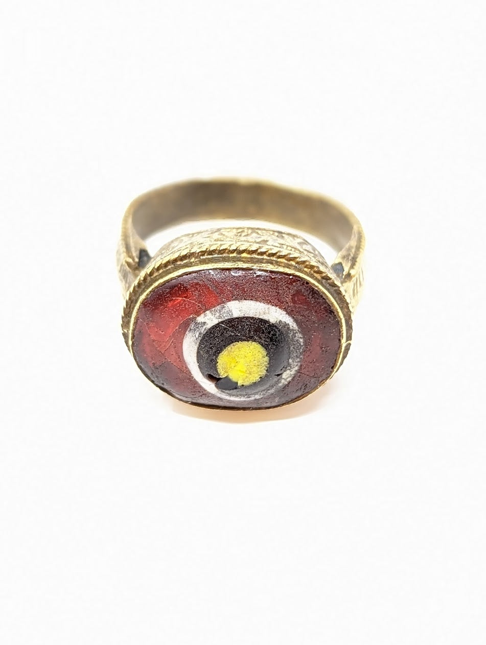 Antique Gold-Gilt Phoenician Ring | Mosaic Center-Stone (c. 300 A.D.)
