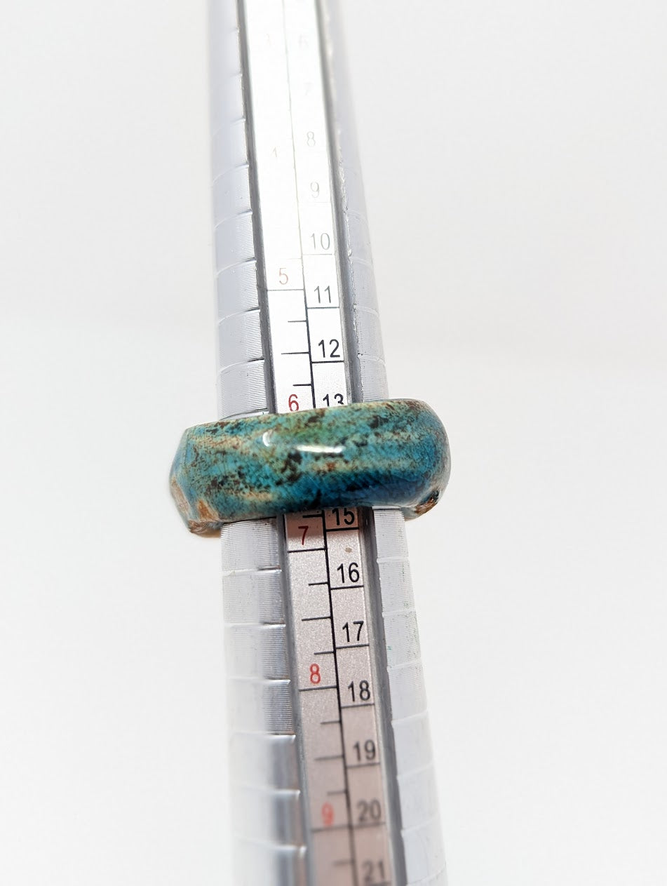 Antique Egyptian Faience-Glazed Scarab Ring (c.664-332 B.C.)
