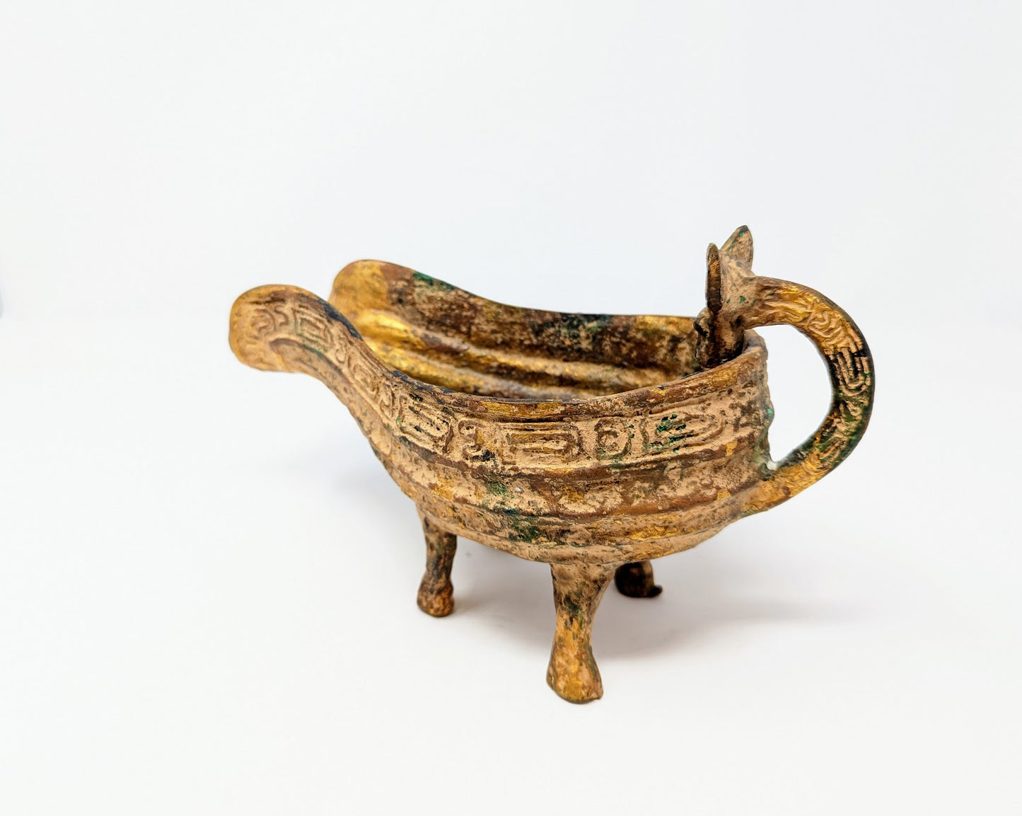 Antique Chinese Archaic Style Bronze Pouring Vessel | Zhou Dynasty Replica