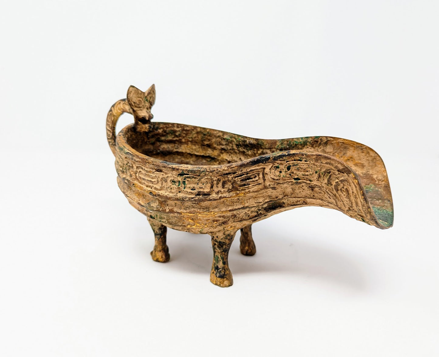 Antique Chinese Archaic Style Bronze Pouring Vessel | Zhou Dynasty Replica
