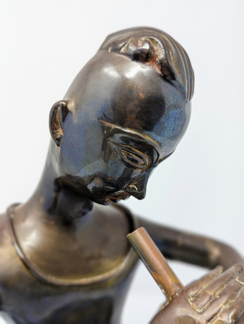 Vintage Thai Brass Sculpture "Flute Player"