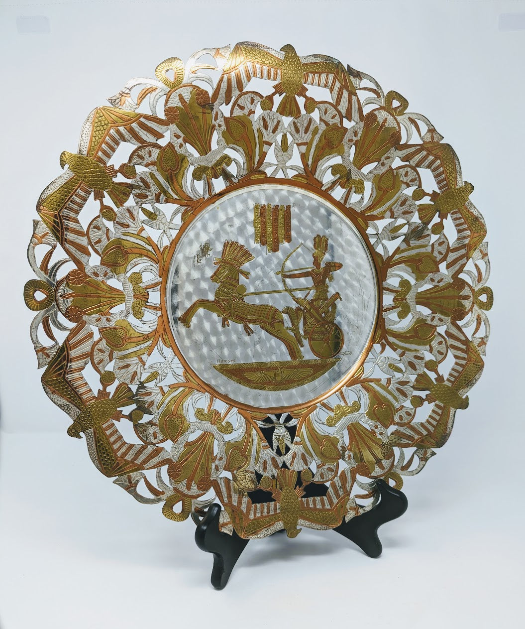 RARE 1950s Hand-Made King Ramses Egyptian Metalwork Wall Art