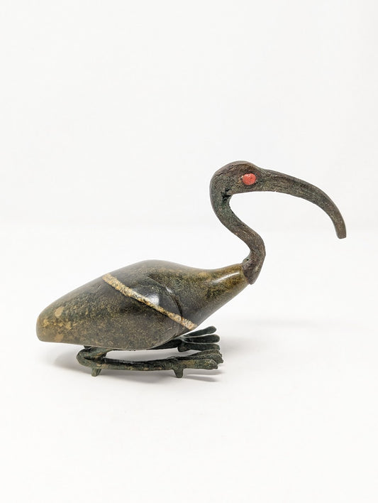 Antique Egyptian Bronze & Stone God "Thoth" Ibis Statue | Grand Tour Era