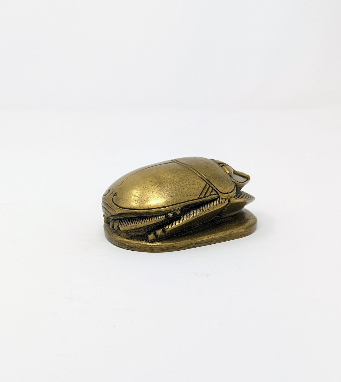RARE Antique Grand Tour/Egyptian Revival Brass Scarab with Hieroglyphics