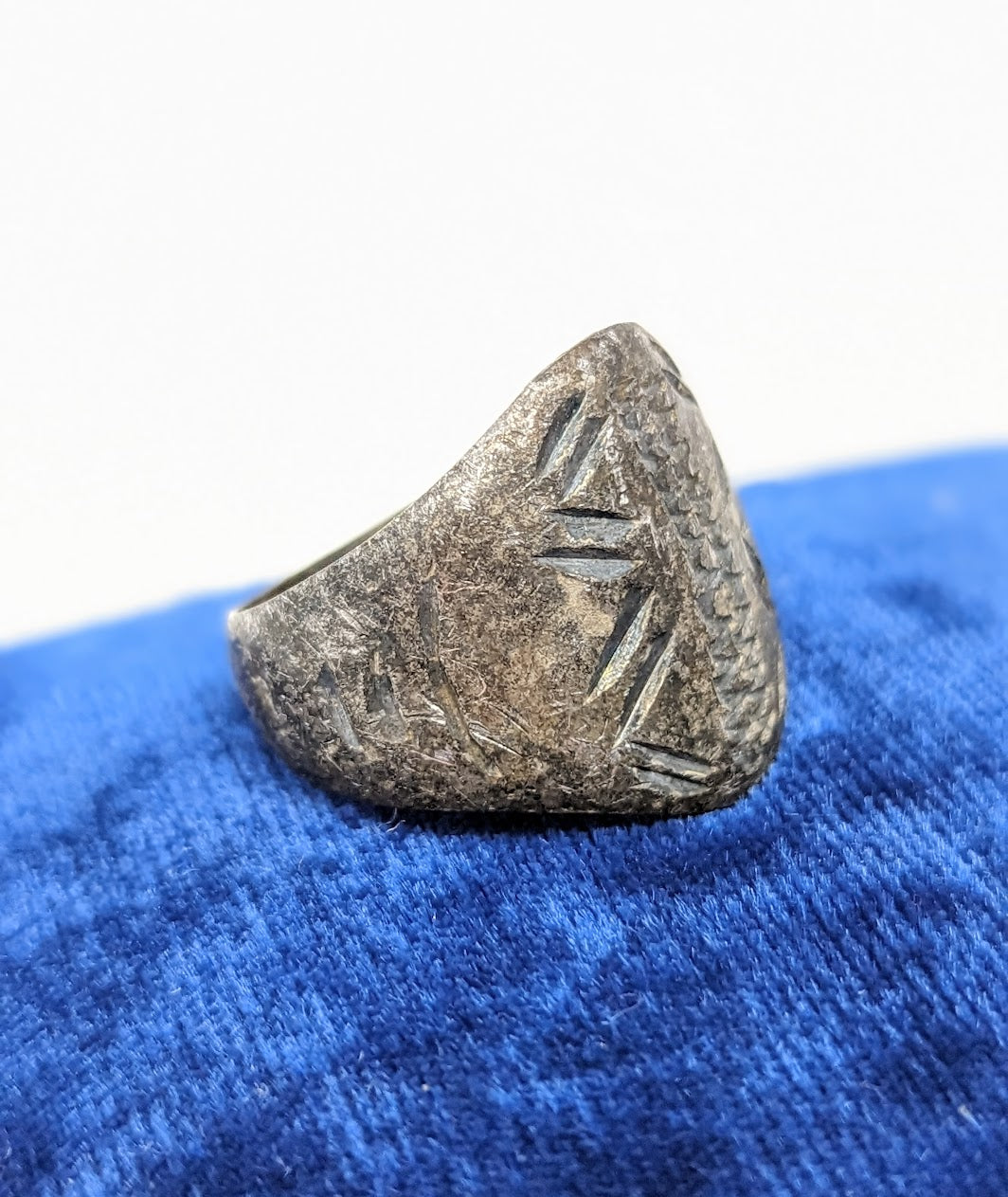 Antique Roman Silver Legionary Ring | Geometric Inscribed Bezel