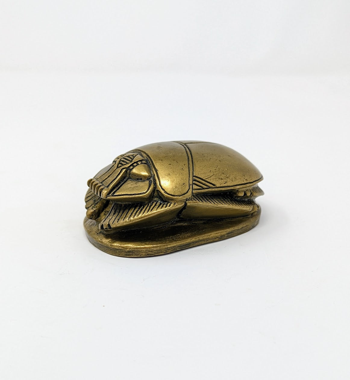 RARE Antique Grand Tour/Egyptian Revival Brass Scarab with Hieroglyphics