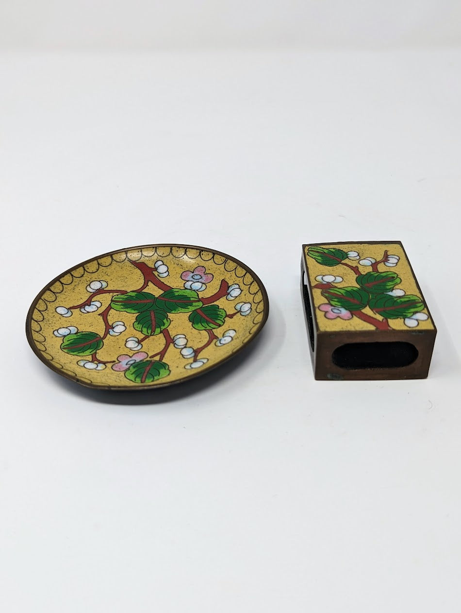 Antique Cloisonné Matchbox Holder & Ashtray | China (c. 1890-1910)