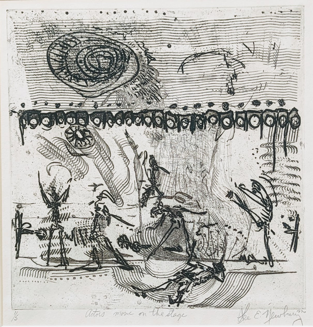 1970 Limited Edition Lithograph | "Actors Move on The Stage" by Lee E. Newbury