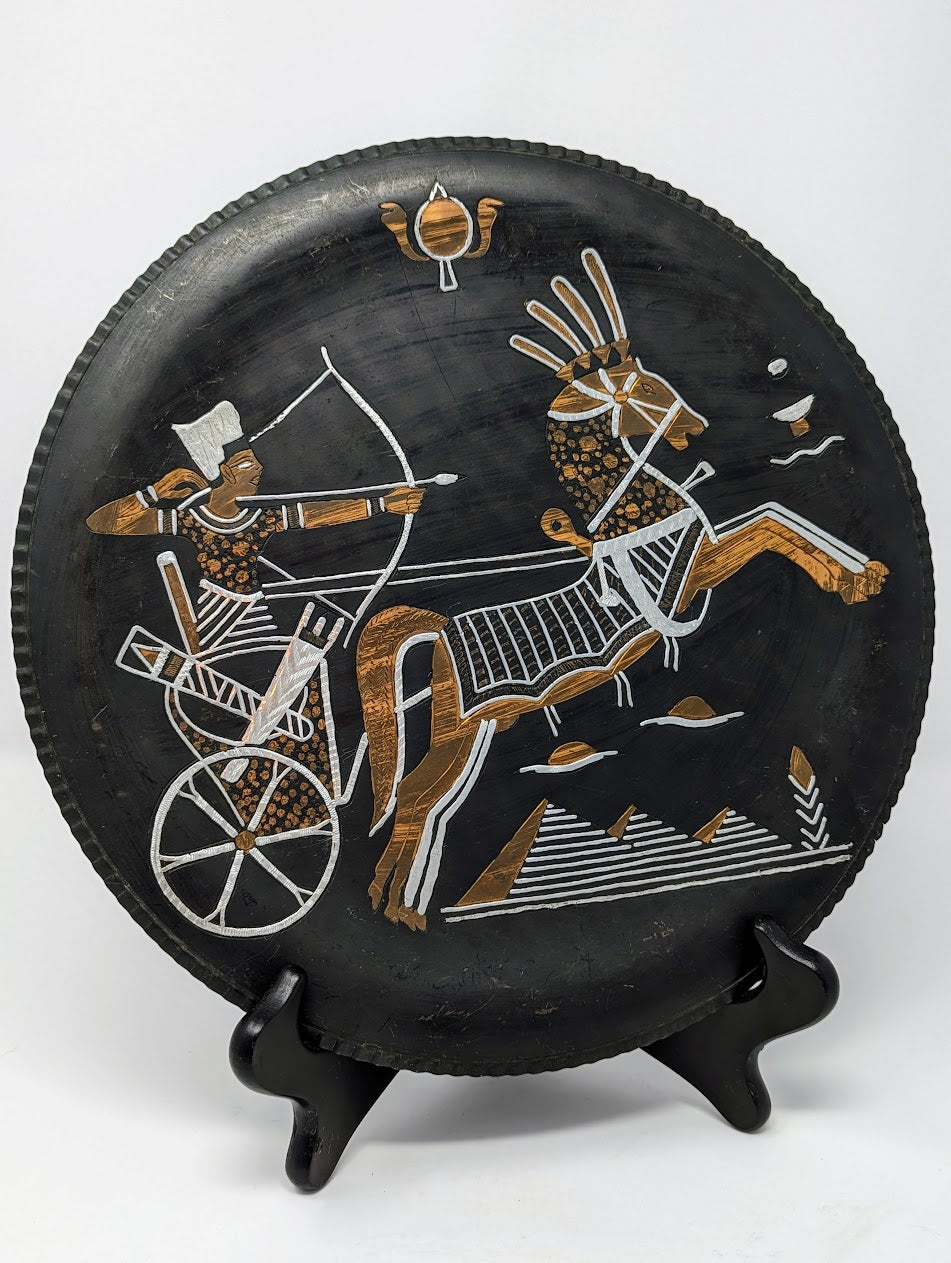 RARE Vintage Copper & Tin Ancient Egyptian Themed Wall Plate