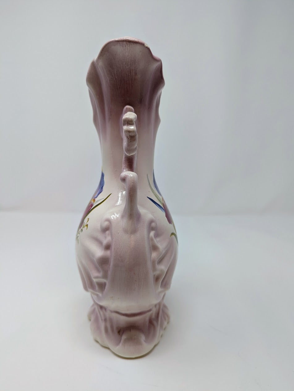 Vintage Purple Iris Porcelain Floral Vase | Signed by Artist (1999)